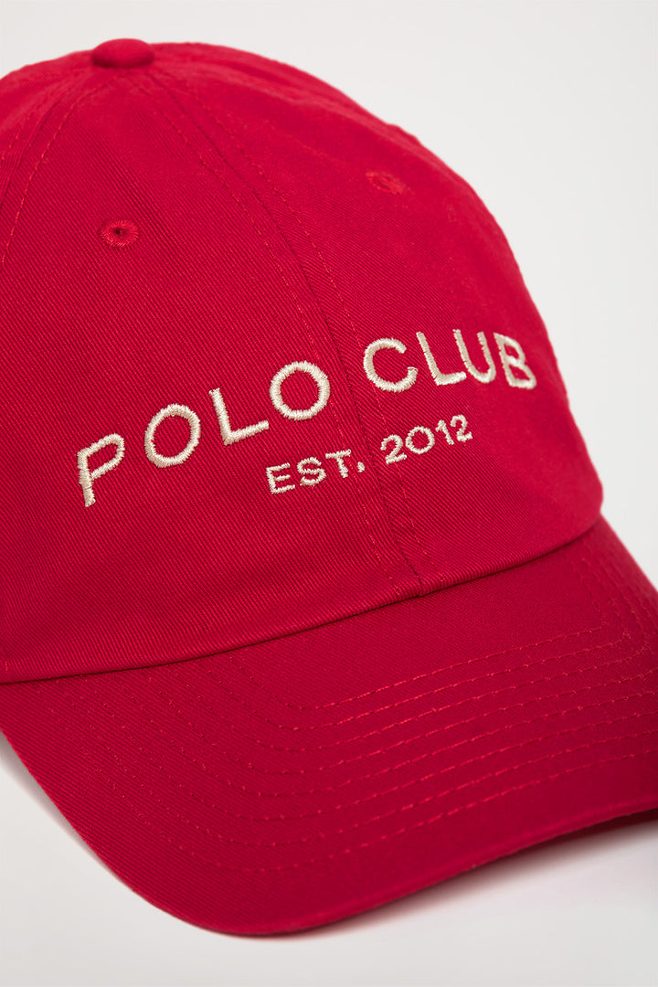 Boné vermelho com logótipo bordado Polo Club