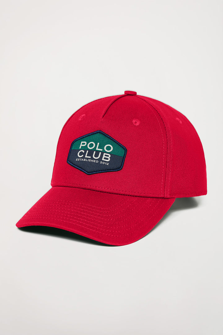 Boné de basebol vermelho com logótipo