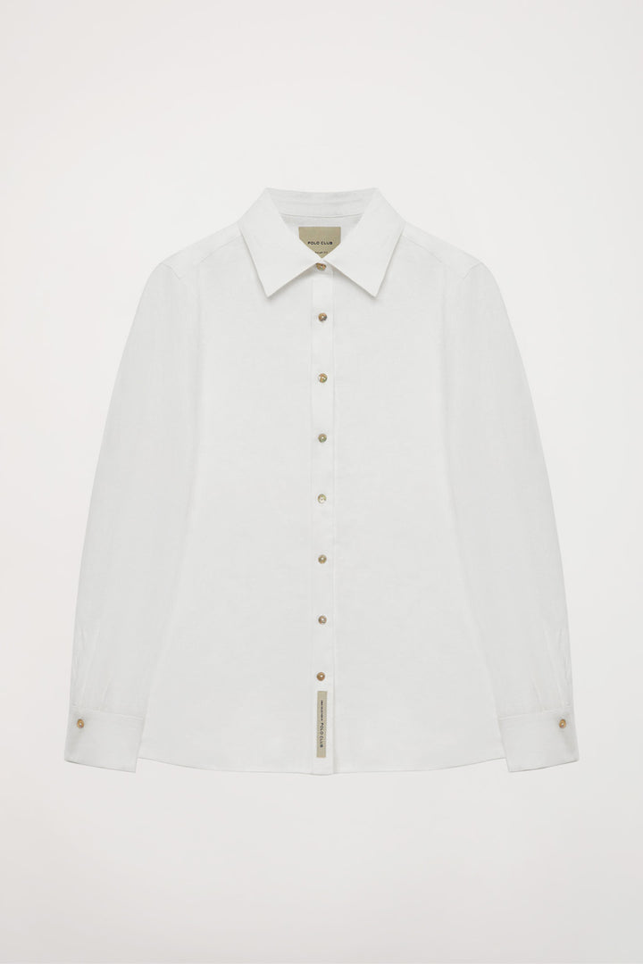 White linen shirt with embroidered detail