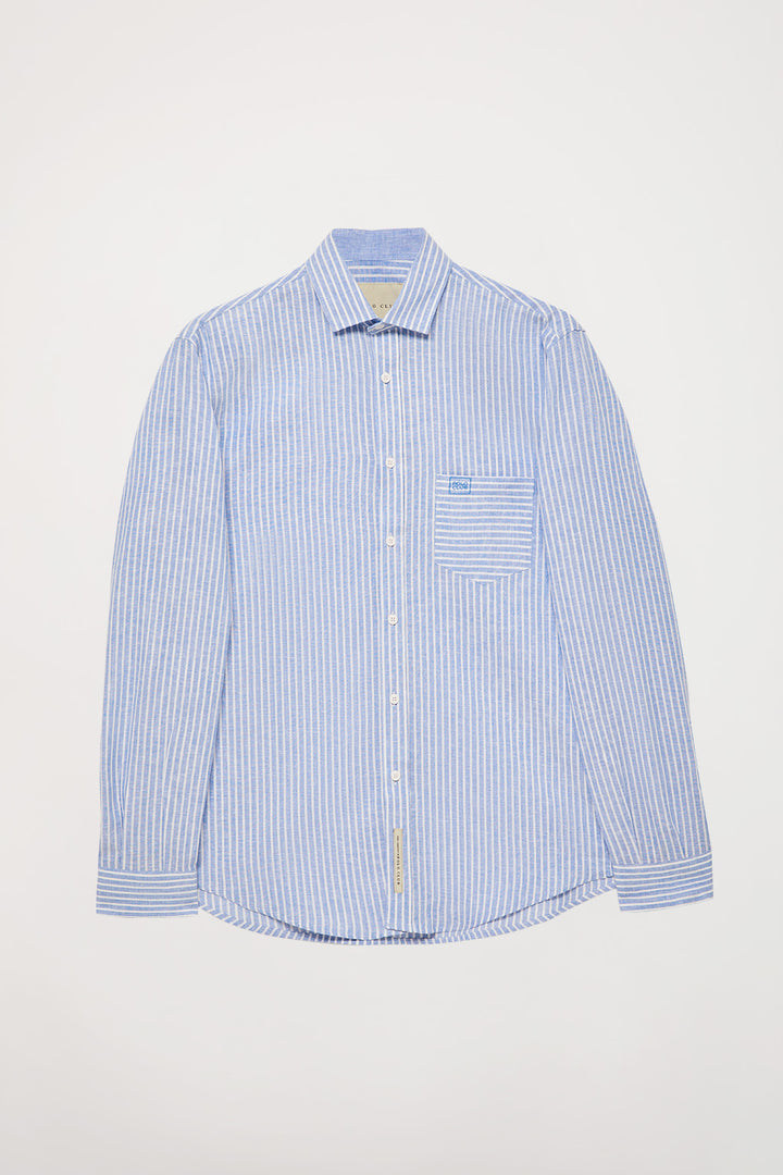 Regular striped shirt with chest pocket and embroidered detail