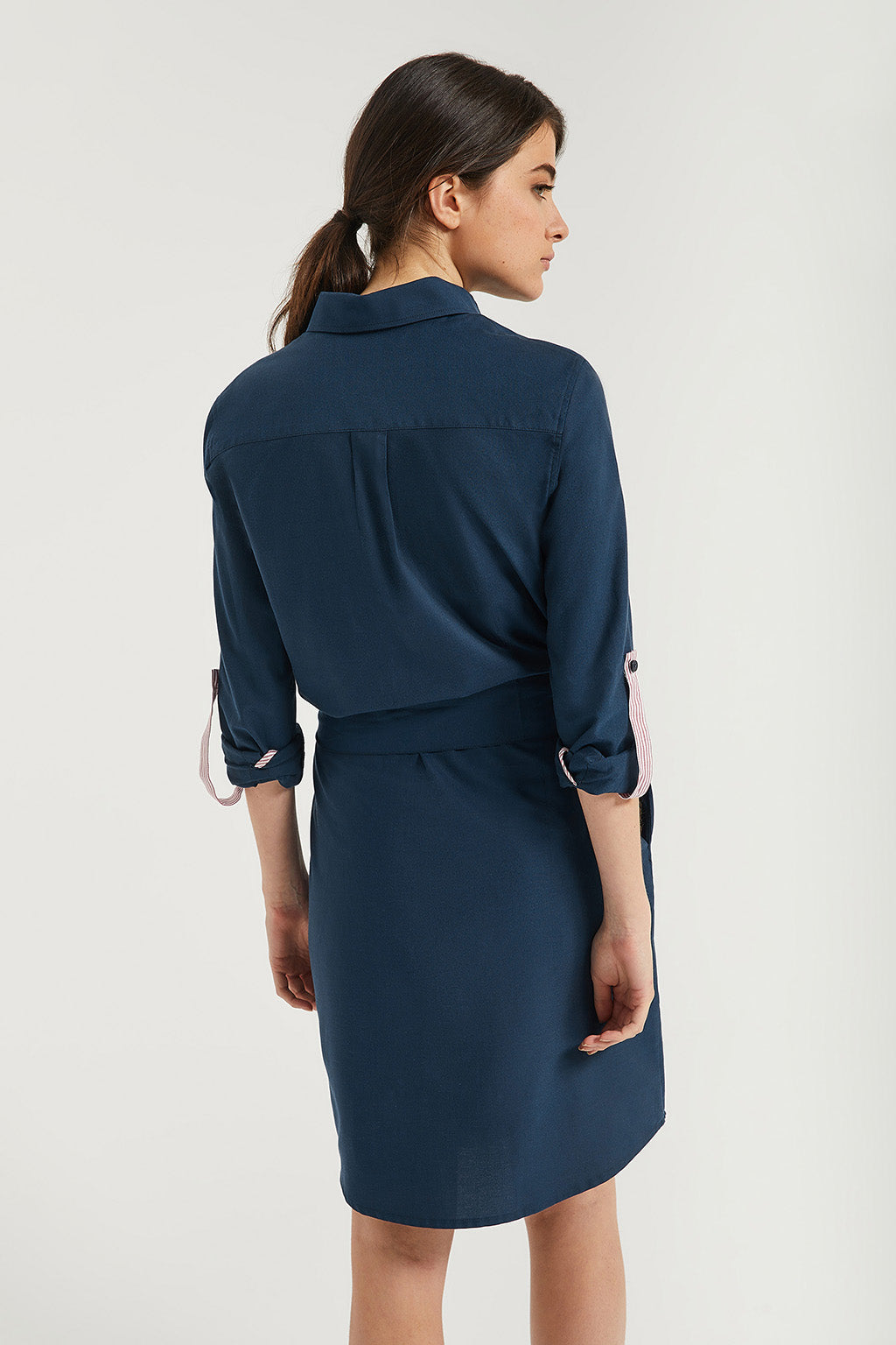 Vestido camisero azul 2025 marino