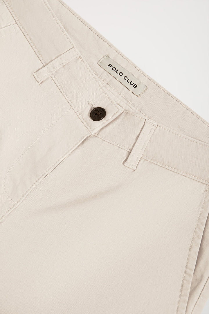 Pantalón chino Slim fit ecru con detalle Polo Club