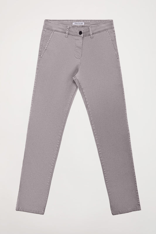 Pantalón chino Slim fit gris con detalle Polo Club