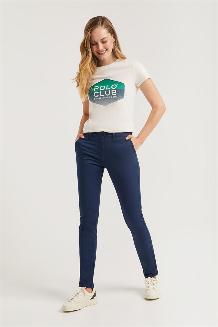 Pantalón chino Slim fit azul marino con detalle Polo Club