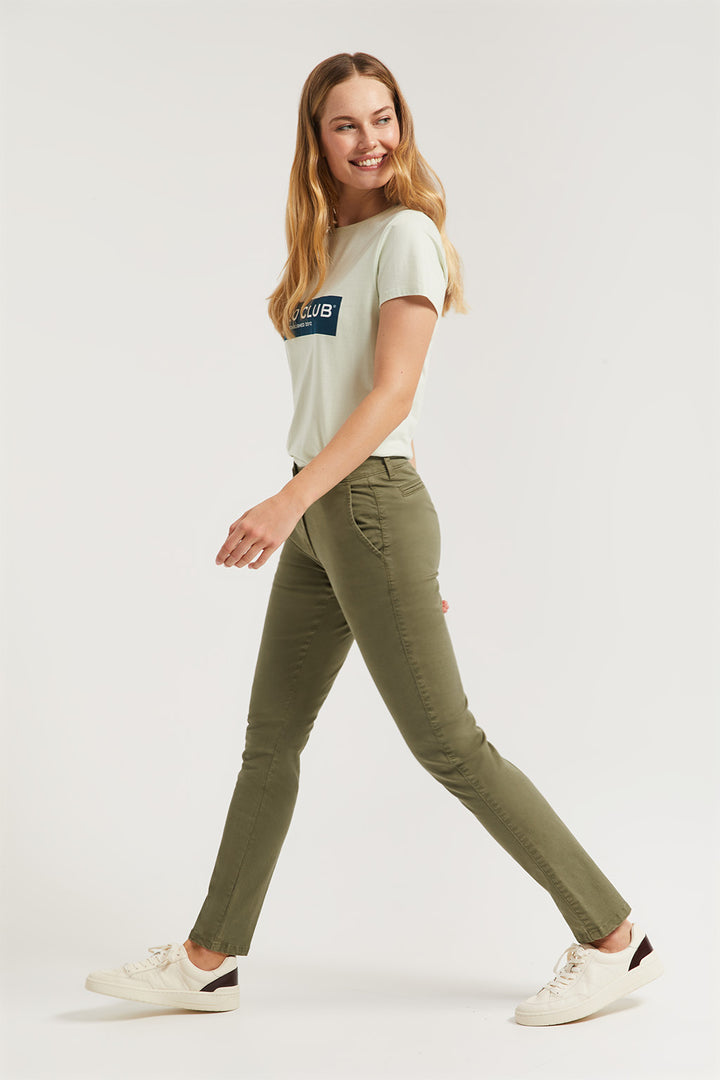 Pantalón chino Slim fit caqui con detalle Polo Club