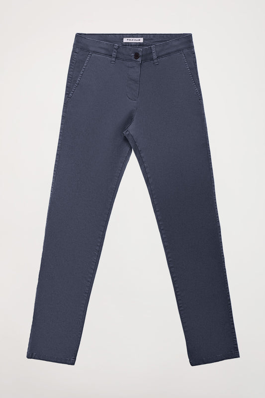 Pantalón chino Slim fit azul denim con detalle Polo Club