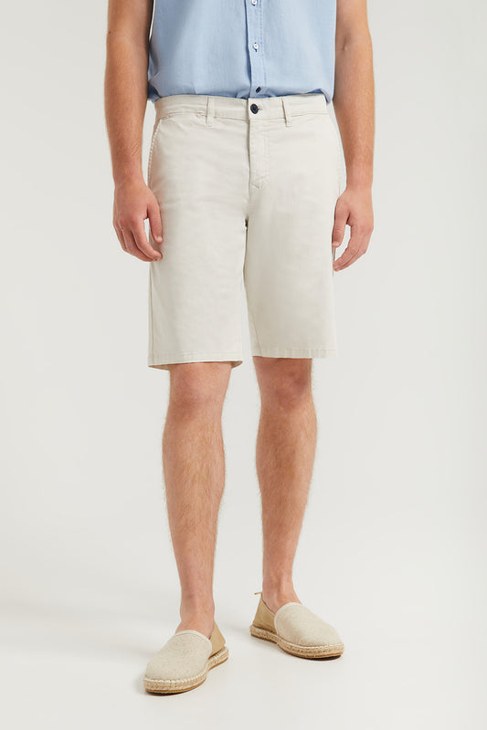 Light-grey relaxed bermuda shorts with embroidered logo