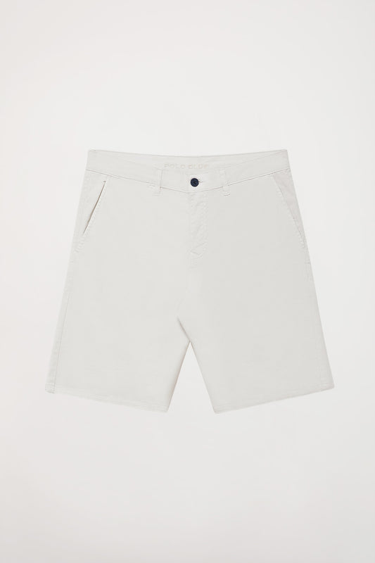 Light-grey relaxed bermuda shorts with embroidered logo