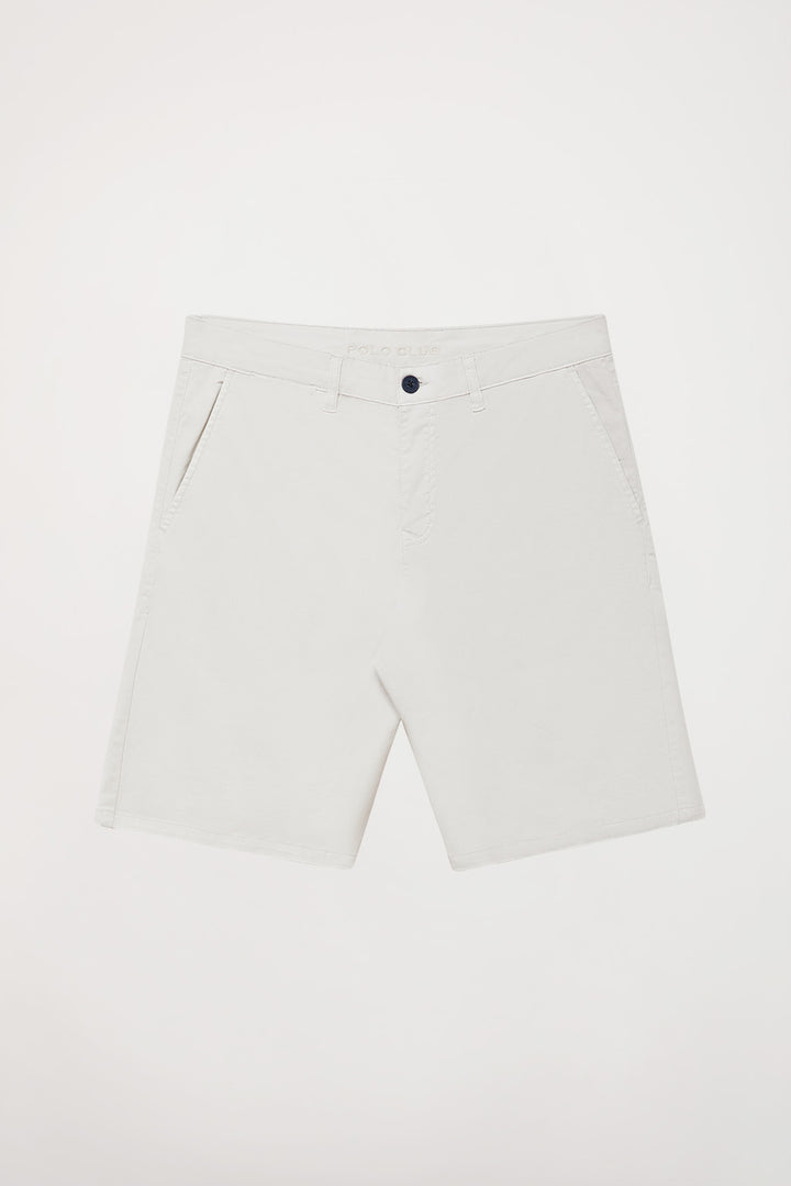 Light-grey relaxed bermuda shorts with embroidered logo