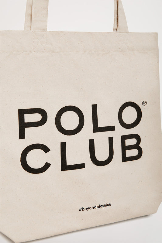 Beige tote bag with Polo Club logo