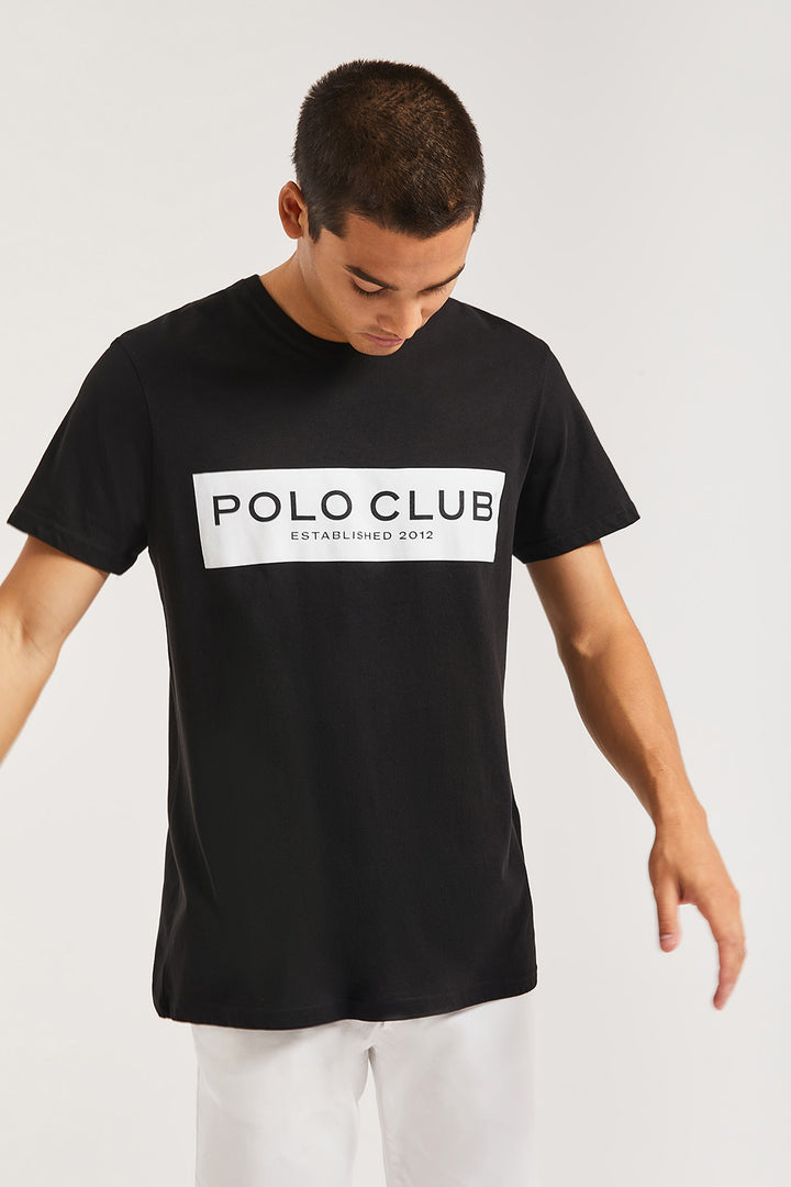 Camiseta negra con print en block Polo Club