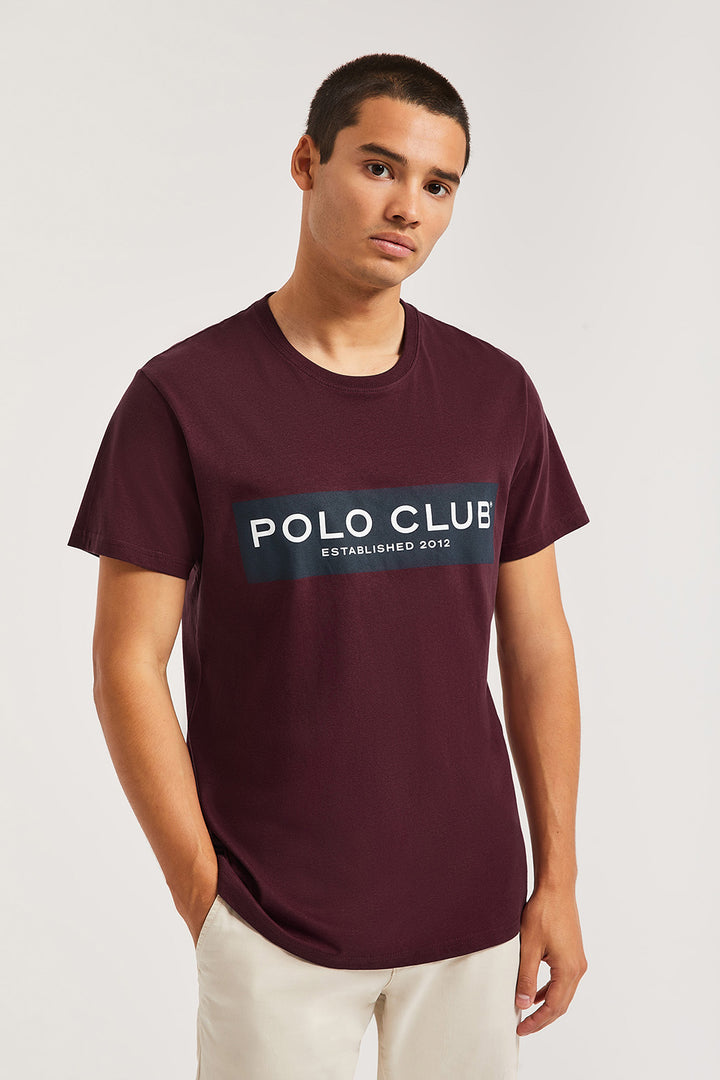 Camiseta burdeos con print en block Polo Club