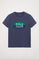 Camiseta azul denim con print hexagonal