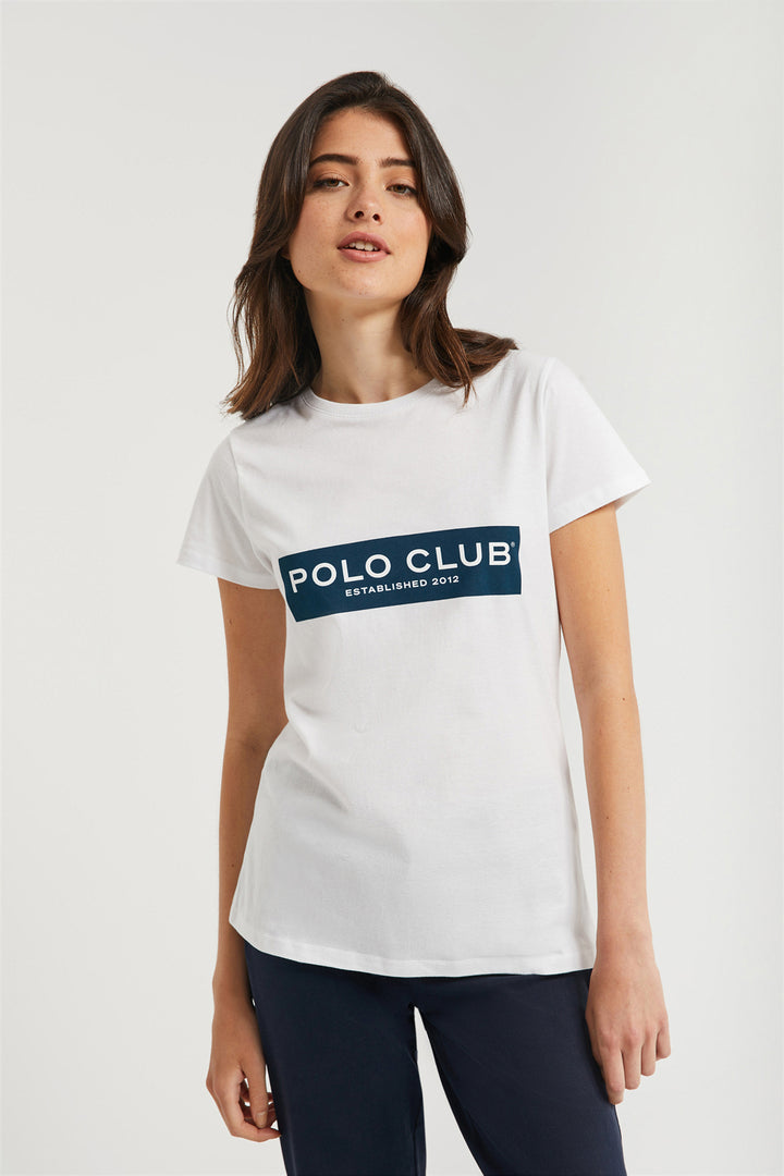 Camiseta blanca con print en block Polo Club