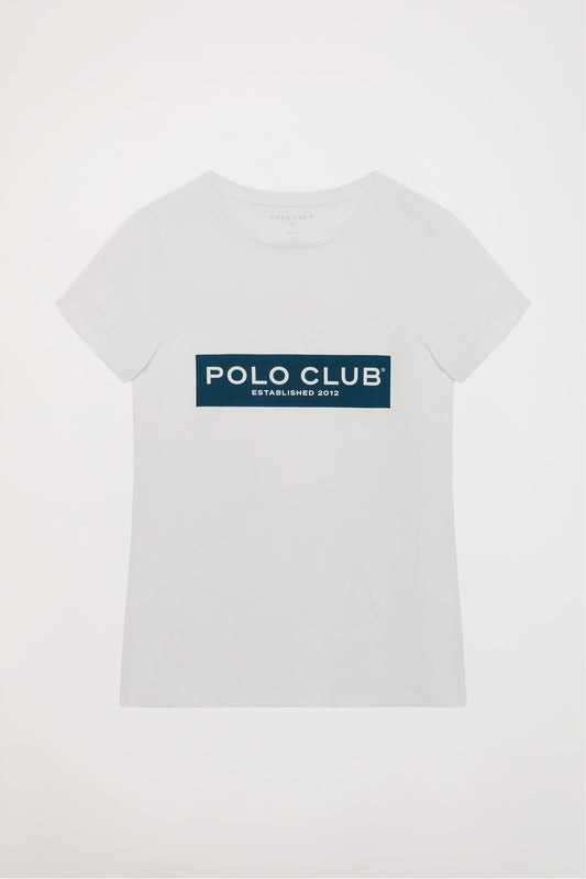 Camiseta blanca con print en block Polo Club
