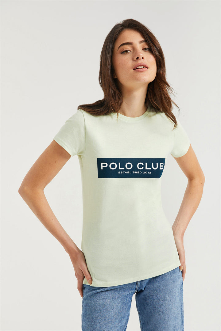 Camiseta verde con print en block Polo Club