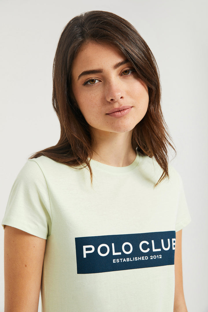 Camiseta verde con print en block Polo Club