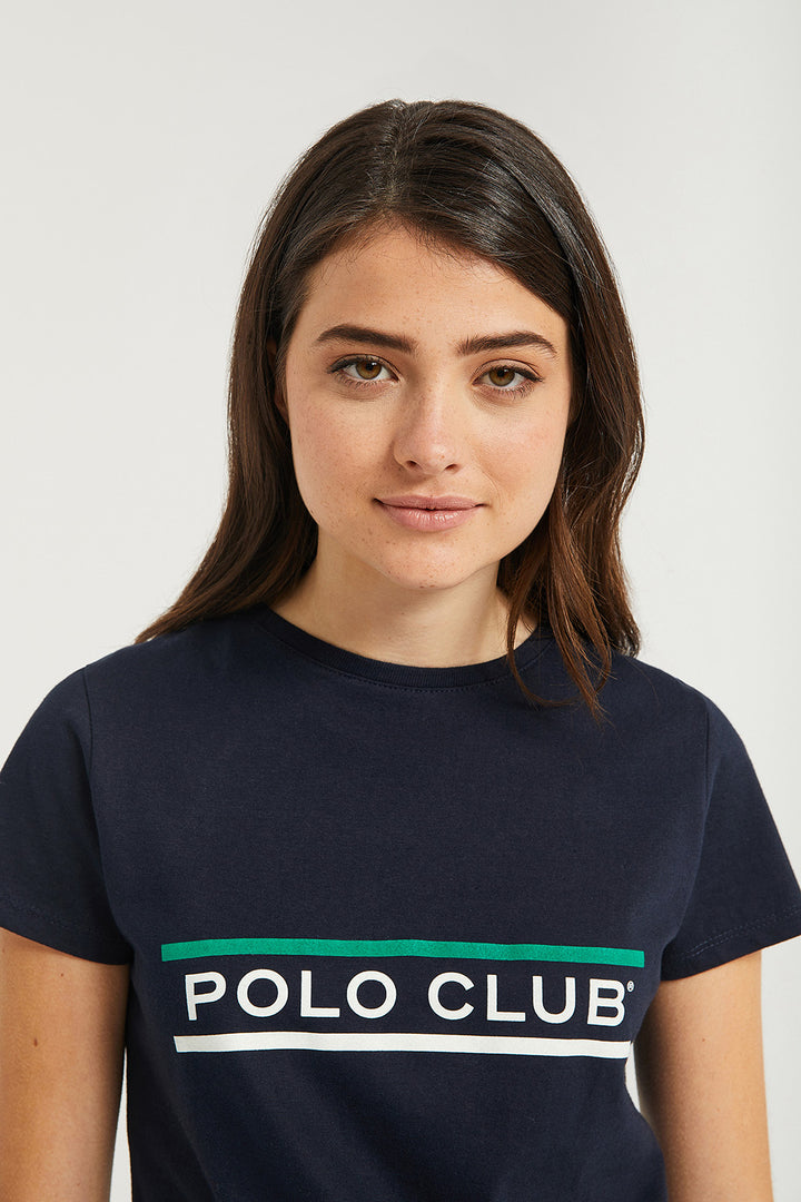 Camiseta azul marino con print Neword Polo Club