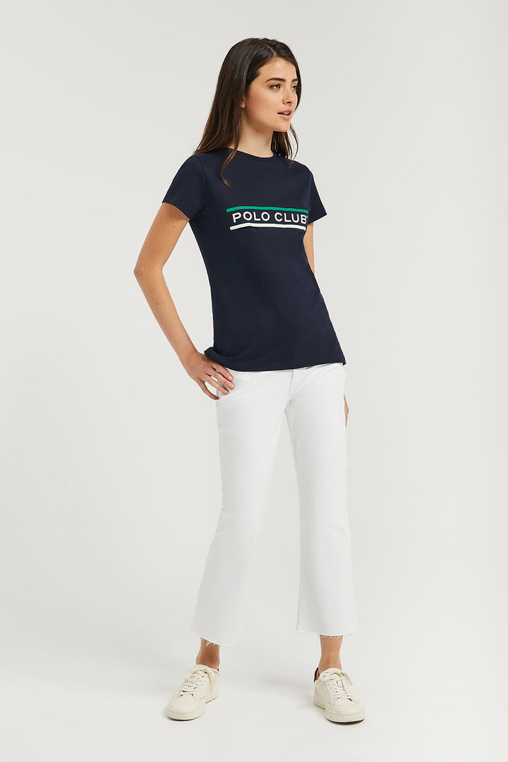 Camiseta azul marino con print Neword Polo Club