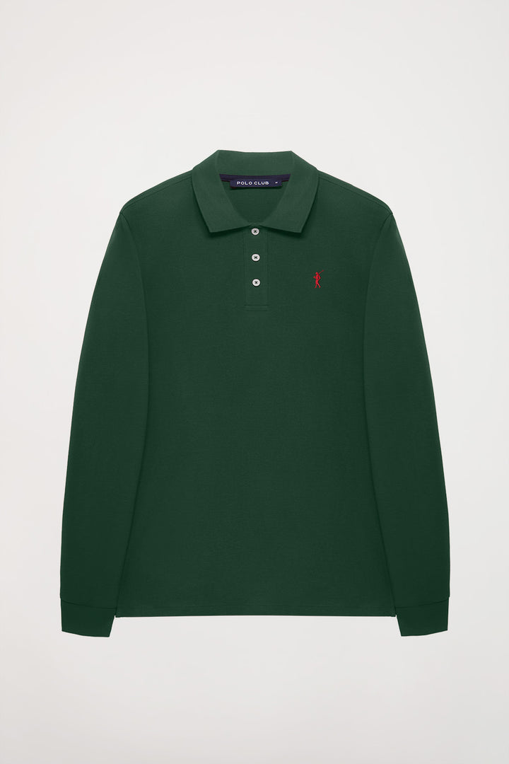 Pack de dois polos de manga comprida azul marinho e verde garrafa com logótipo bordado