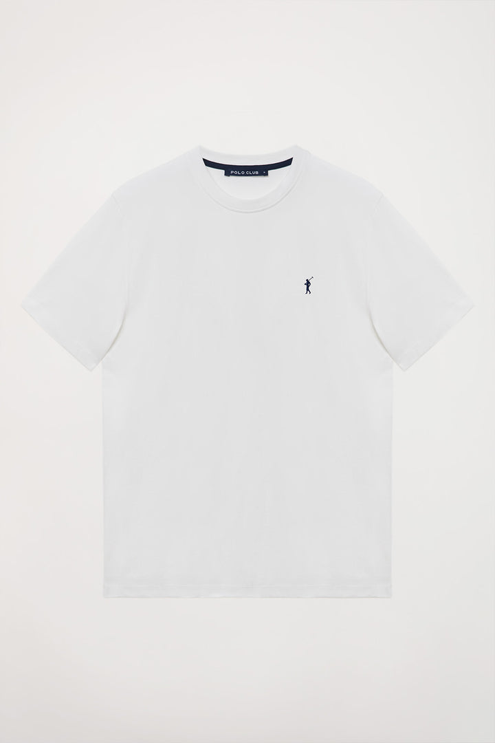 Pack de duas t-shirts básicas de manga curta em azul marinho e branco e logótipo bordado