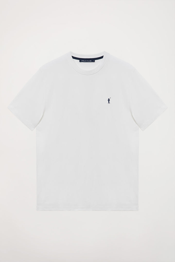 Pack de três t-shirts básicas em azul marinho, branco e cinza vigoré, com manga curta e logótipo bordado