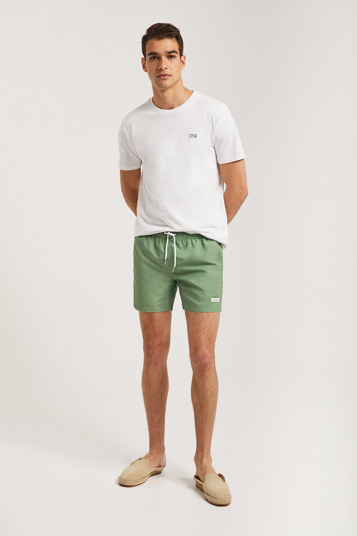 Calções de banho em verde suave com pormenor Polo Club