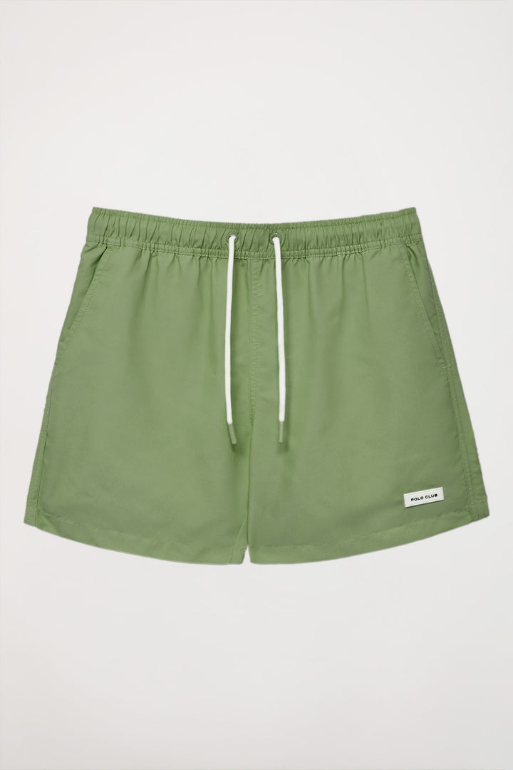 Calções de banho em verde suave com pormenor Polo Club
