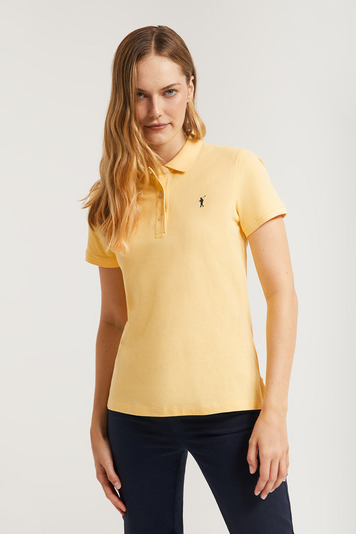 Polo de manga corta piqué amarillo con logo Rigby Go