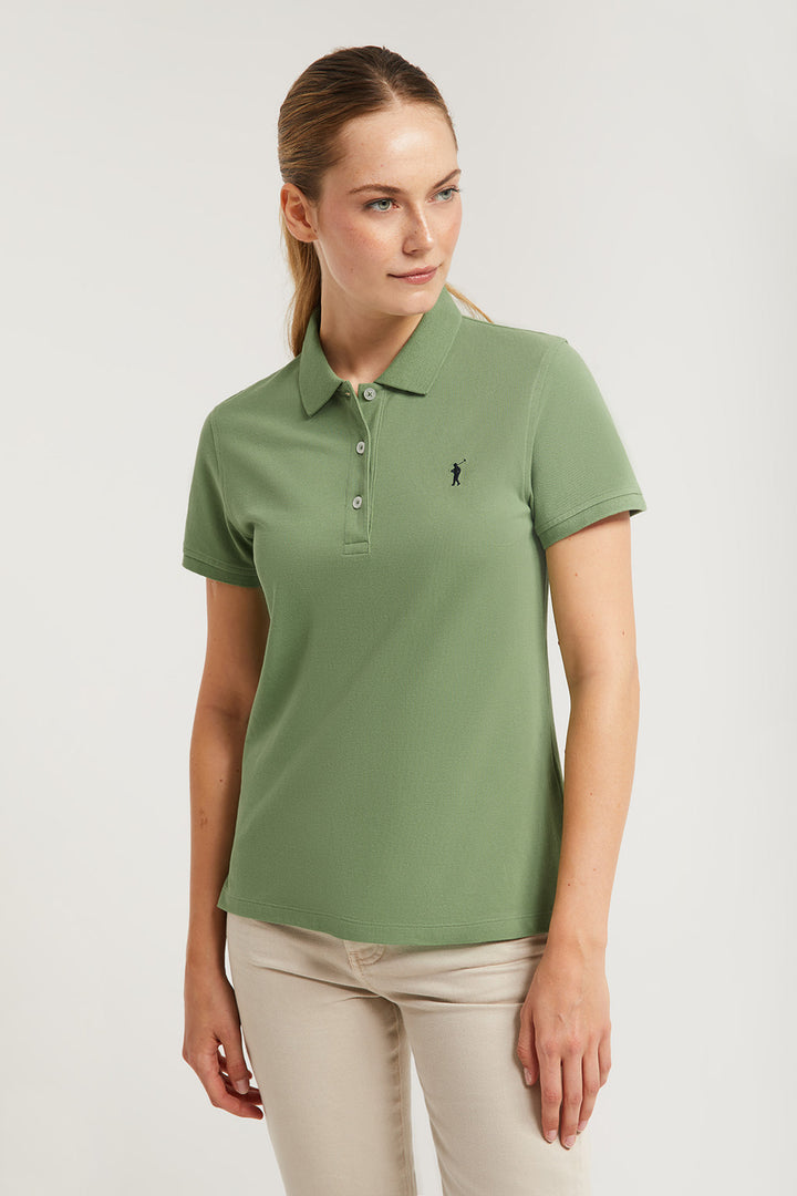 Polo de manga corta piqué verde con logo Rigby Go