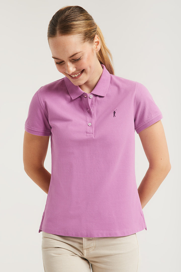 Polo de manga corta piqué lila con logo Rigby Go