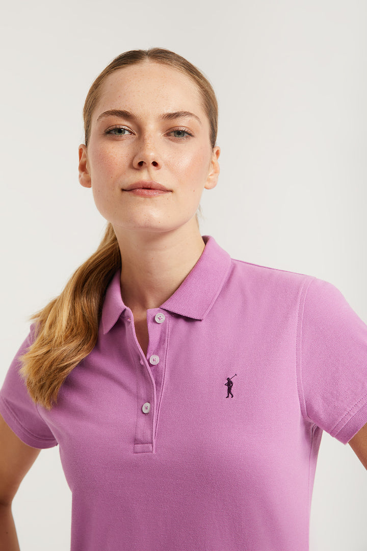 Polo de manga corta piqué lila con logo Rigby Go