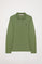Mud-green long-sleeve pique polo shirt with Rigby Go logo