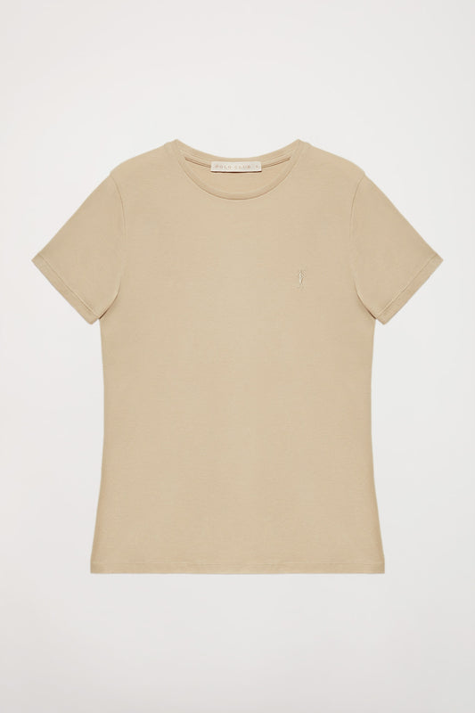 T-shirt básica cor de areia de manga curta com logótipo Rigby Go