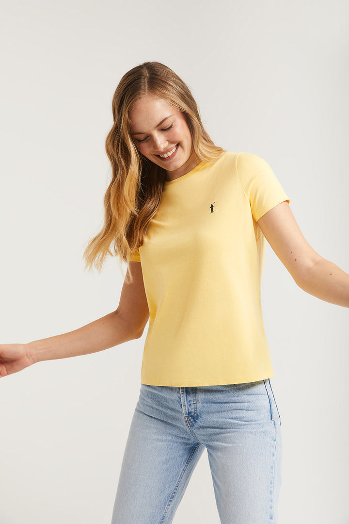 T-shirt básica amarela de manga curta com logótipo Rigby Go