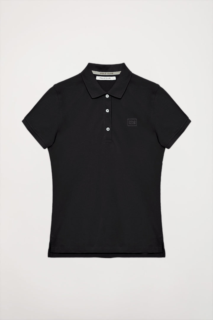 Black short-sleeve pique polo shirt with Polo Club logo