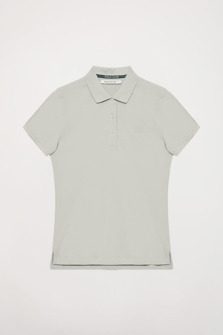 Light-grey short-sleeve pique polo shirt with Polo Club logo