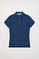 Indigo-blue short-sleeve pique polo shirt with Polo Club logo
