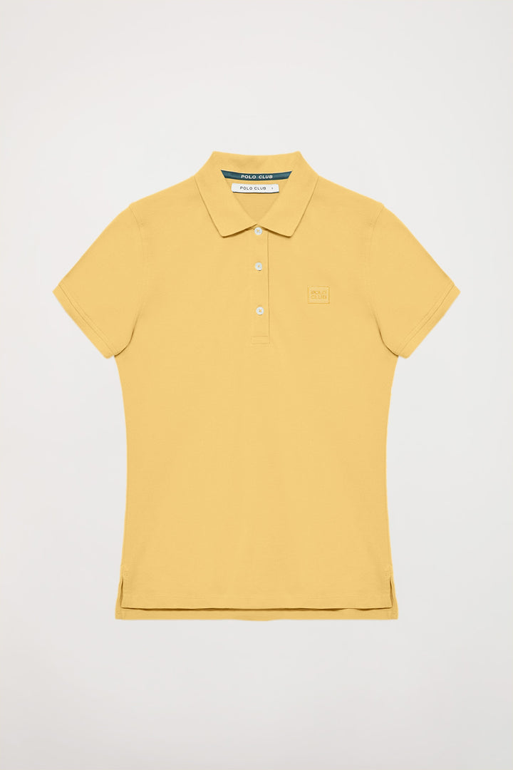 Polo de manga corta piqué amarillo con logo Polo Club