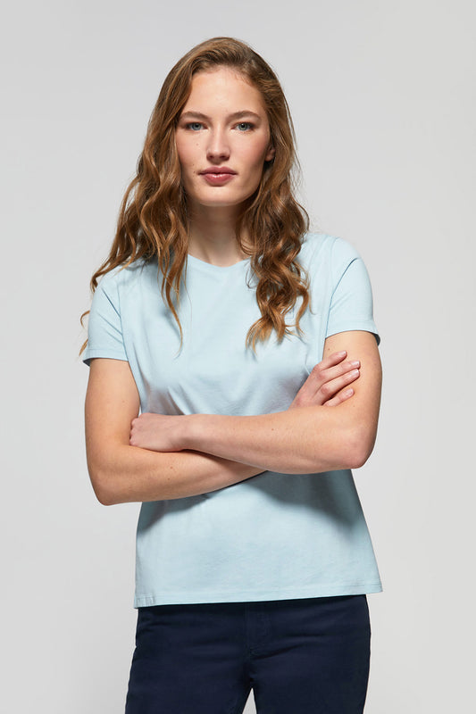 T-shirt básica azul celeste de manga curta com logótipo Polo Club