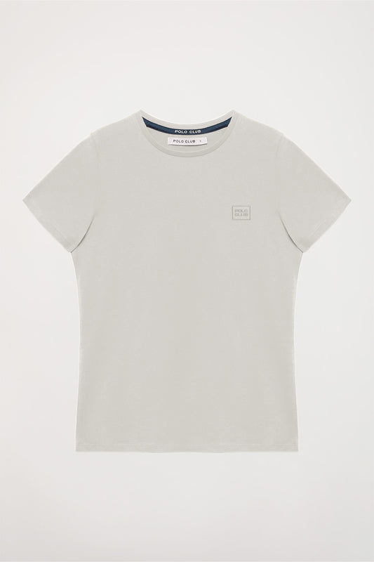 T-shirt básica cinzenta clara de manga curta com logótipo Polo Club