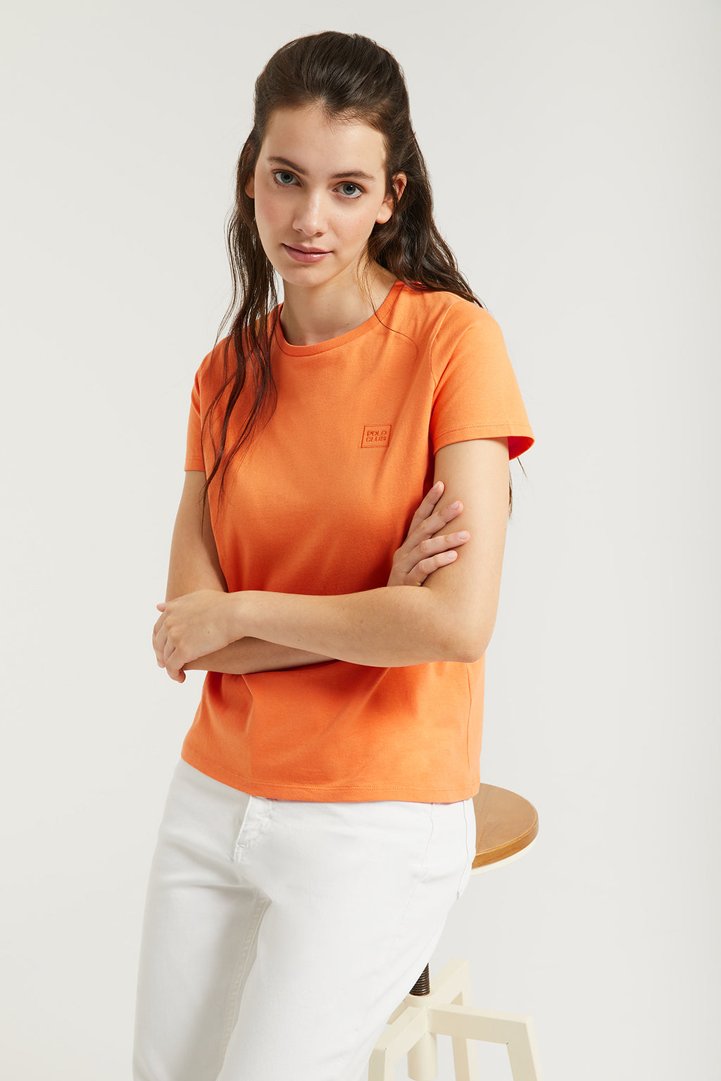 Camiseta de manga corta para mujer, 100% algodón, color naranja, talla  XXXL, Naranja