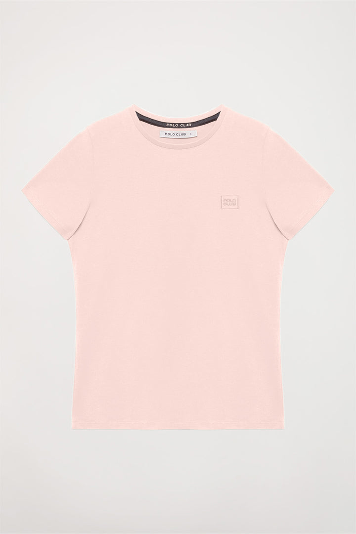 Blush-pink short-sleeve basic tee with Polo Club logo