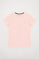 Blush-pink short-sleeve basic tee with Polo Club logo