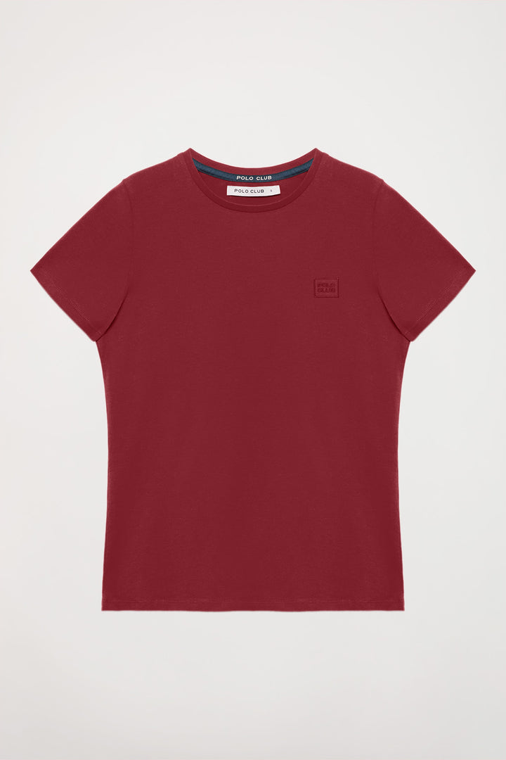 Camiseta básica burdeos de manga corta con logo Polo Club