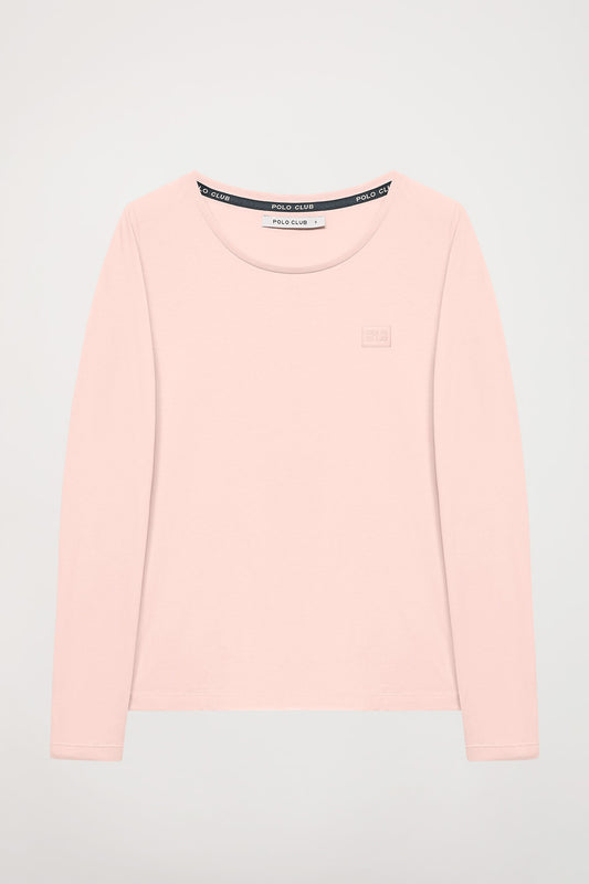 Camiseta básica de manga larga color maquillaje con logo Polo Club