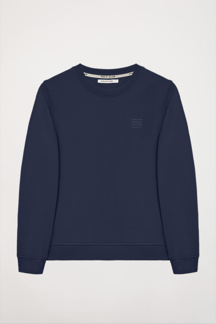 Sweatshirt básica azul marinho com decote redondo com logótipo Polo Club