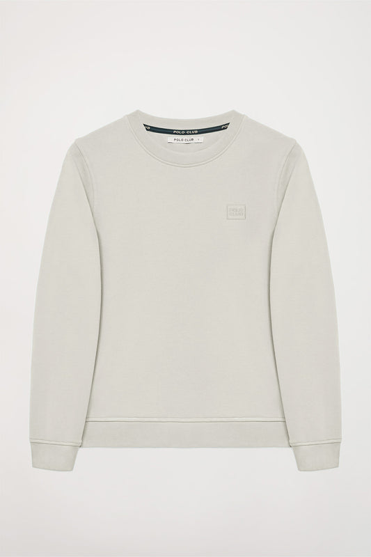 Sweatshirt básica cinzenta clara com decote redondo com logótipo Polo Club