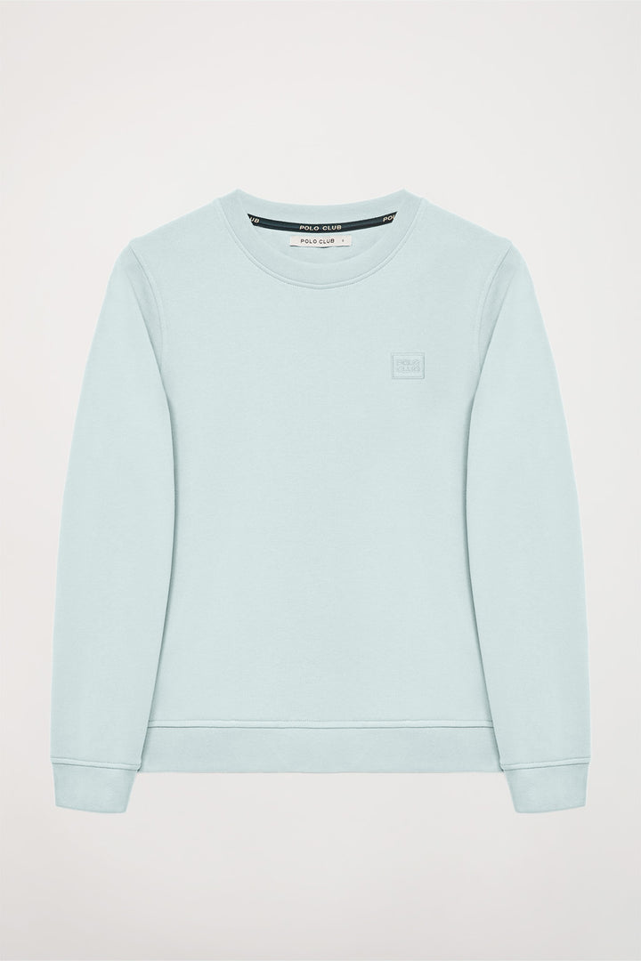Sweatshirt básica azul celeste com decote redondo com logótipo Polo Club