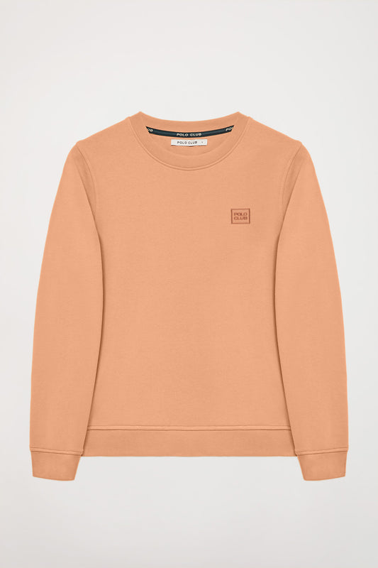 Sweatshirt básica de cor salmão a com decote redondo com logótipo Polo Club